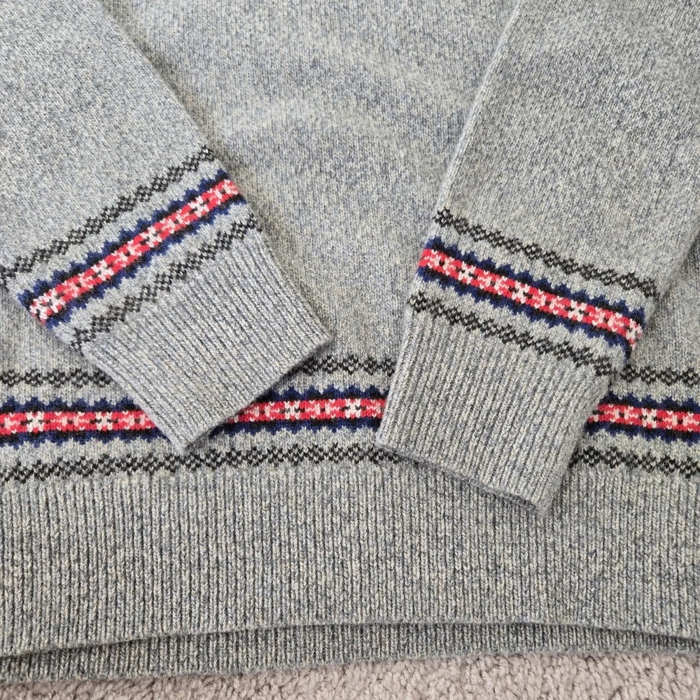 Brooks Brothers Sweater Mens Large Gray Merino Wool Blend Knit Crew Neck Grandpa